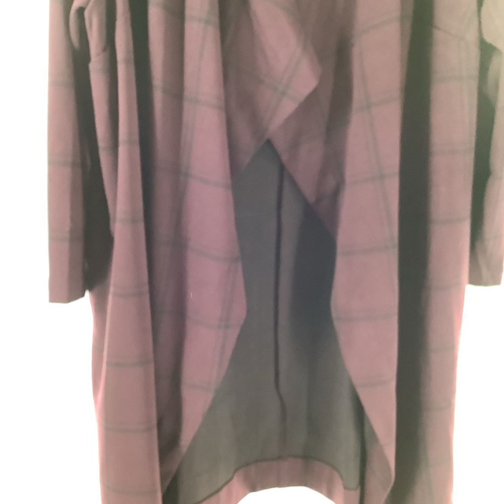Lane Bryant Size 18 - 20 long Blazer / Duster purple & Black plaid Pockets EUC. - Picture 7 of 13